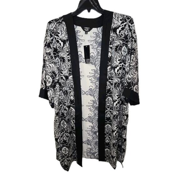 Slim Factor Stylized Floral Placement Print 3/4 Sleeve Kimono Size 3X Cardigan - Picture 5 of 10